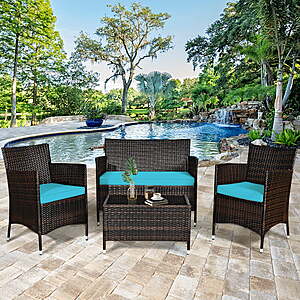 Gymax 4PCS Patio Rattan Conversation Furniture Set(Various) $128.99 + Free S&H at Walmart