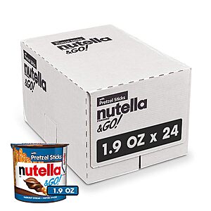 $14.15 S&S CLIP Q AMZ YMMV: Nutella & GO! Chocolate Hazelnut Spread with Cocoa + Pretzel Sticks or Breadsticks, 24 Snack Packs, 1.9 oz Each