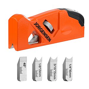 JORGENSEN Chamfer Plane, Edge Corner Plane with 4 Cutter Heads, Storage Space - Hand Plane for Woodworking $37.96