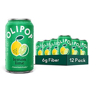 [S&S]12-Cans 12oz OLIPOP Prebiotic Soda Pop (Lemon Lime) $14.52 + Free S&H w/ Prime or $35+