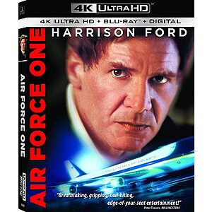 Air Force One - 4K + Blu-ray + Digital $12.49 Amazon