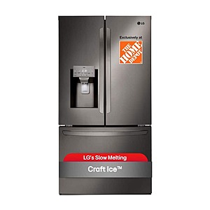 28 cu. ft. 3 Door French Door Refrigerator with Ice and Water Dispenser and Craft Ice in Black Stainless Steel $1899