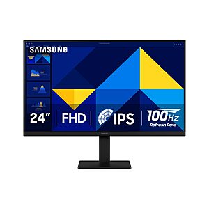 Samsung 24" (S30GD) Essential Monitor with IPS Panel and Tilt Only Stand, 100Hz Refresh Rate, Ergonomic Design, Advanced Eye Care, Game Mode, LS24D304GANXZA at Amazon $79.99