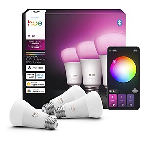 Prime Members: 3-Pack Philips Hue Smart LED A19 Bulb, White & Color Ambiance $75.90 + Free Shipping