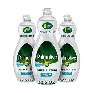 $7.95 3-Pack Palmolive Ultra Dishwashing Liquid Dish Soap (Pure + Clear) 32.5 fl oz with S&S