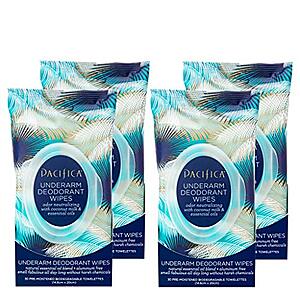 [Prime, SnS] $12.09 | 4-Pack 30-Count Pacifica Beauty Coconut Milk & Essential Oils Underarm Deodorant Wipes at Amazon