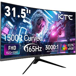 Prime: 32" KTC 165Hz FHD 1080P VA Curved Gaming Monitor $101.07 + Free Shipping