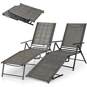 2-Pack Giantex Lounge Chair Outdoor with 6 Adjustable Backrest (Brown) $72.24 + Free Shipping