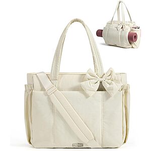 20L BAGSMART Crush Bow Large Work Tote Bag w/ 40oz Tumbler Holder (Beige) $17.99 + Free Shipping