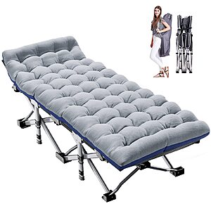 75" x 28" ABORON 1200D Portable Folding Camping Cot w/ 2-Sided Mattress(Sliver Gray) $53.99 + Free S&H at Amazon