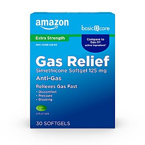 30-Count Amazon Basic Care Gas Relief Softgels at Amazon $2.04