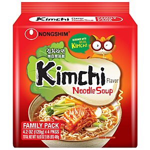 Nongshim Ramen Noodles, Gourmet Instant Ramen, Premium Microwavable Noodle Soup, Kimchi, 4.2 Ounce (Pack of 16)~$9.41 After Coupon & S&S @ Amazon