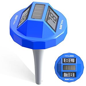 Prime: Digital Solar-Powered Pool Thermometer w/ Dual Display & Anti-Fog Screen (Blue) $15.19 + Free Shipping