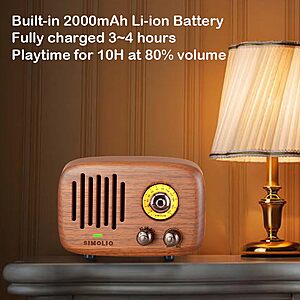 Real wood Retro Bluetooth Speakers with FM Radio & AUX in $19.94