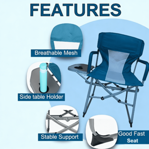 $50 FS WALMART by MAPSKEY 400lb cap  Camping Directors Chair, Heavy Duty,Oversized   Folding Chairs with Side Table, Pocket for Beach, Fishing,Trip,Picnic,Lawn,Concert Outdoor