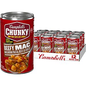 12-Pack 18.8-Ounce Campbell's Chunky Beefy Mac Soup $12.90 w/ S&S + Free Shipping w/ Prime or on $35+
