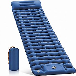 RusChic Sleeping Pad, Ultralight Inflatable Sleeping Pad for Camping with Pillow Built-in Foot Pump $26.59