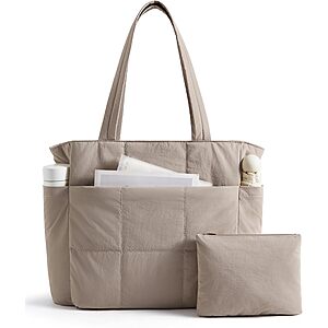 Prime: 2-Pc Light Flight Large Puffy Tote Bag w/ Compartments & Small Pouch (various) $12.49 + Free Shipping