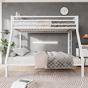 $189.69 FS WALMART by AMOLIFE  Twin over Full Size Metal Bunk Bed with Removable Ladder, Full-Length Guardrail, White (Black $5 more)