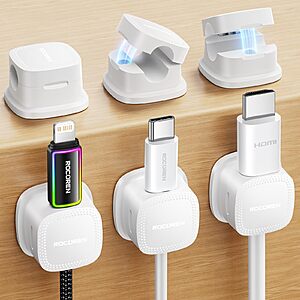 Prime Members: 6-Count Rocoren Magnetic Adhesive Cable/Cord Organizer Clips $3.32, 50-Piece Rocoren Cable Management Kit $7.41 & More + Free Shipping
