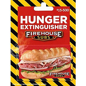 Prime Members: $50 Firehouse Subs Gift Card (Physical) $40 + Free S&H