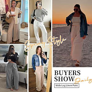 TEMOFON Pants for Women Wide Leg Linen Pant Summer Casual Palazzo Khaki Flowy Pants $11.99