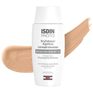 ISDIN Eryfotona Ageless SPF 50, Tinted Mineral Sunscreen for Face with Zinc Oxide, Anti-Aging Sunscreen, No White Cast, Dermatologist Recommended, 3.4 Fl Oz $54.6