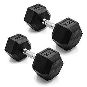 35lb Pair CAP Rubber Coated Dumbbells, Chrome handle Free Weights for Home Gym Strength Training, Anti-Roll Hex Dumbbells 2x35lb $58 FS @ Amazon