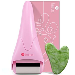 [Prime] 2-Piece BAIMEI IcyMe Stainless Steel Face Ice Roller & Gua Sha Facial Tool (Rose Pink) $3.49 + Free Shipping