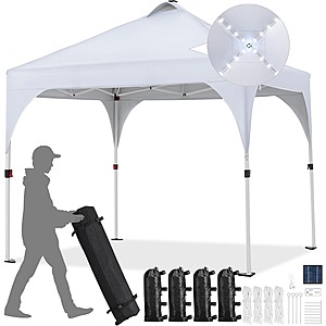 Yaheetech 10' x 10' Pop-Up Canopy Tent w/ Solar LED Lights Sandbags and Stakes $71.29 + Free Shipping