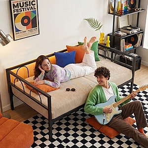 Pinmoco Metal Daybed Frame Twin Size w/ LED Lights (Black) $78.79 + Free Shipping