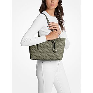 Michael Kors Quinn Medium Tote, Gold-Tone Hardware/Tonal MK Signature Coated Twill/Ivy $69.3