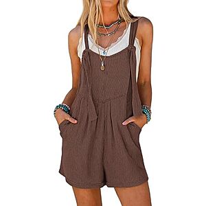Ekouaer Women's Sleeveless Adjustable Ribbed Knit Romper Jumpsuit (Various) $10 + Free Shipping w/ Prime or on $35+