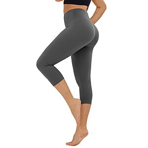 Prime Members: TNNZEET Women's High-Waisted Tummy Control Capri Leggings (S-XL, Grey) $3.74 + Free Shipping