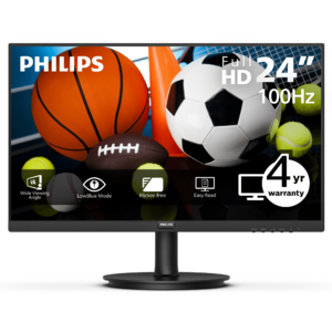$64 PHILIPS  24" Frameless  (1920 x 1080) 100Hz Monitor, VESA, HDMI x1, VGA Port x1, Eye Care, 4 Year Advance Replacement Warranty