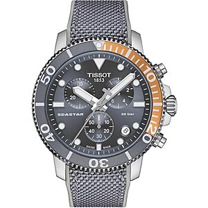 [Prime] $474.99* | Men's Tissot 1853 Seastar 1000 45mm Chronograph Swiss Watch w/ Grey Dial at Amazon