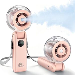 Prime: 5000mAh Handheld Misting Fan w/ Water Spray & 5 Speeds (Pink) $13.29 + Free Shipping