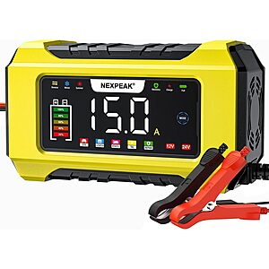 [Prime] 12V/24V 15A NEXPEAK Battery Charger & Maintainer w/ 9-Stage Charging $22.39 + Free Shipping