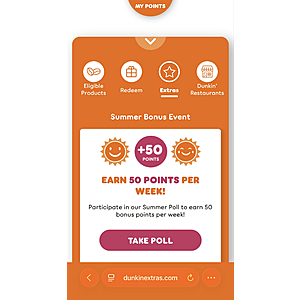 Duncan Rewards Summer Bonus 50 Points Per Week Summer Poll