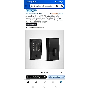 Schlage Encode Smart Wi-Fi Deadbolt Lock with Touchscreen Keypad