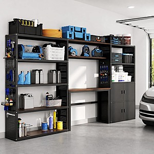 FLEXIMOUNTS Garage Storage Cabinet System with 3 in 1 Modular Metal Tool Cabinet w/ Workbench and Particle Board Shelf Includes Pegboard $548.99 + Free Shipping