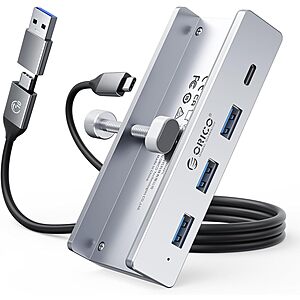 [Prime] ORICO USB 3.0 Hub Clamp w/ 3 USB-A Ports & USB-C Port (Silver) $13.22 + Free Shipping