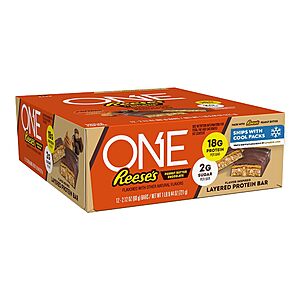 ONE Reese's Peanut Butter Chocolate Layered Flavored Protein Bars, 2.12 oz (12 Count) $19.99