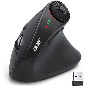 Prime Acer Ergonomic Wireless BT Vertical Mouse w/ Side Scroll Wheel (Black) $17.78 + Free Shipping