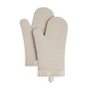 KITCHENAID Ribbed Soft Silicone Oven Mitt 2-Pack Set, 7.5"x13", Milkshake $11.86 + Free Shipping