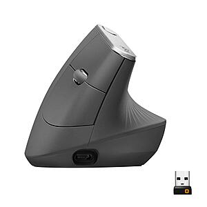 Prime, Logitech MX Vertical Wireless Mouse – Ergonomic Design Reduces Muscle Strain, Move Content Between 3 Windows and Apple Computers, Rechargeable, Graphite, $62.67