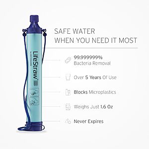 Prime, LifeStraw Personal Water Filter for Hiking, Camping, Travel, and Emergency Preparedness, $9.95