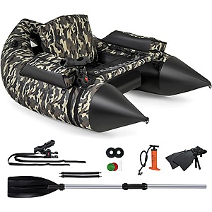 Prime Members: 59" Goplus Inflatable Fishing Float Tube Backpack w/ Adjustable Backrest, Rod Holder, Pump & Storage (350lb Capacity) $88 + Free Shipping