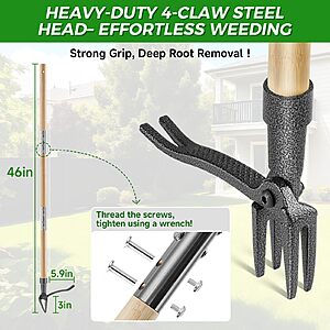 Amazon ~ Stand Up Heavy Duty Weed Puller 4 Claw Steel Head  $16 (lowest price)