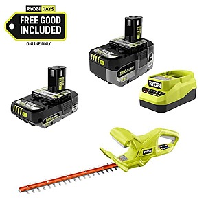 Ryobi ONE+ 18V HIGH PERFORMANCE Kit w/ 4.0 Ah Battery, 2.0 Ah Battery, Charger, & FREE ONE+ Cordless 18" Hedge Trimmer $99